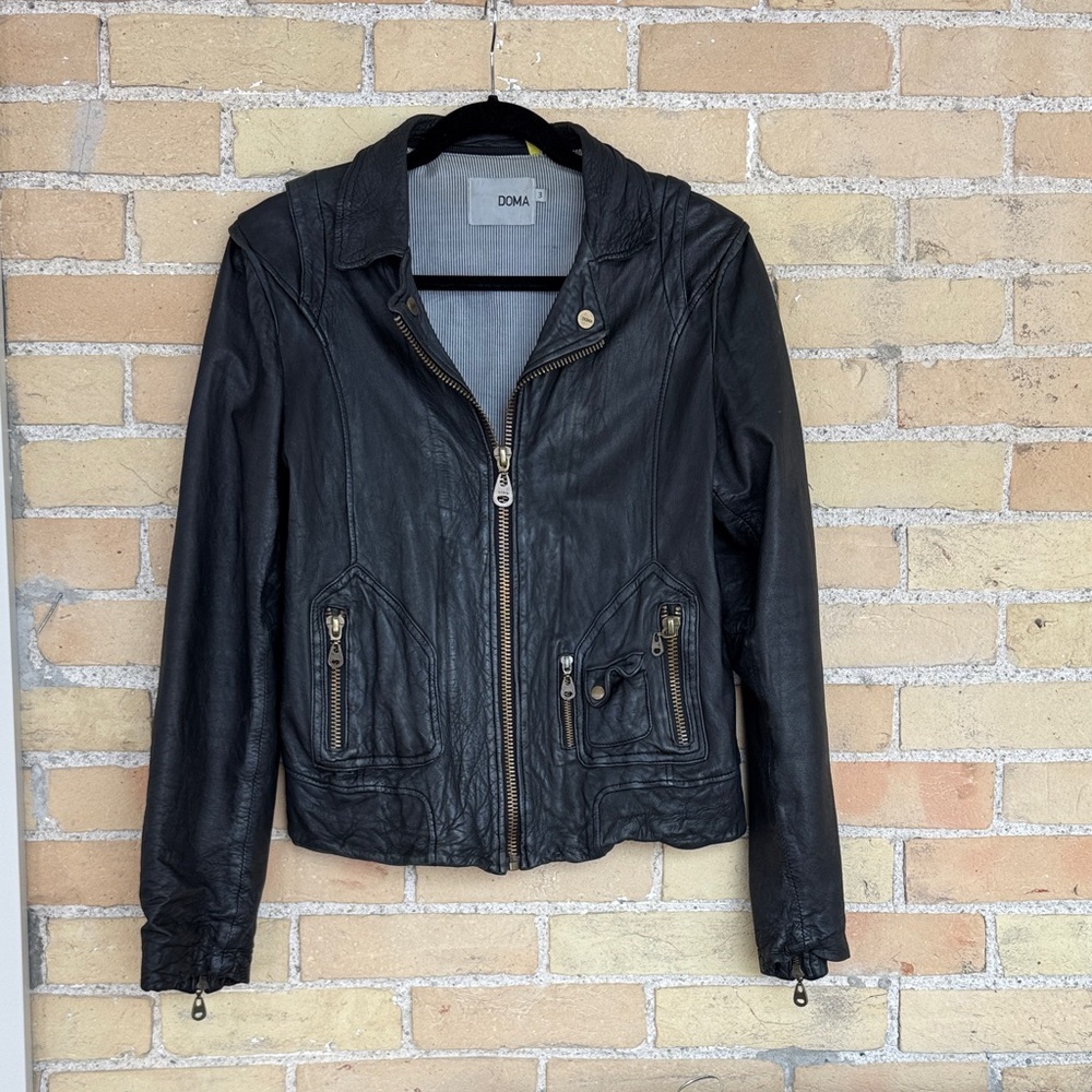 Doma Women's Black Leather Jacket